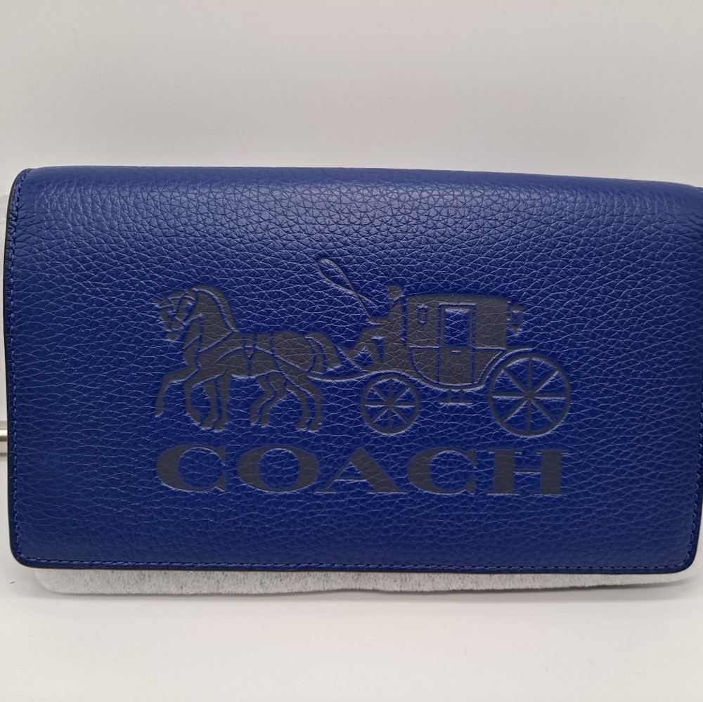 Coach Anna horse and carriage Foldover Crossbody Blue